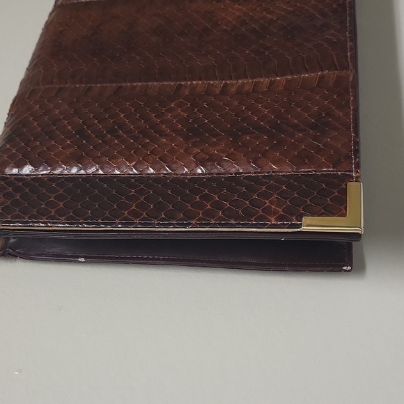 La Belle Genuine Brown Snakeskin leather  Clutch Purse / Shoulder Bag . - Picture 4 of 14